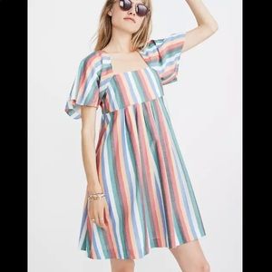 Madewell Square-Neck Mini Dress in Festival Stripe